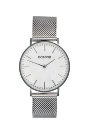 Bonvie vrouwen horloge zilver marmer steel | Silver Steel  |Bonvie Exclusive