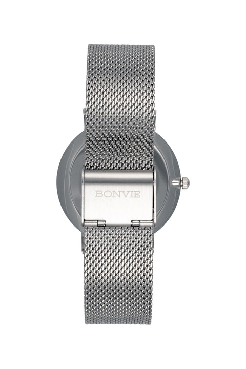 Bonvie vrouwen horloge zilver marmer steel | Silver Steel  |Bonvie Exclusive