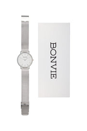 Bonvie vrouwen horloge zilver marmer steel | Silver Steel  |Bonvie Exclusive